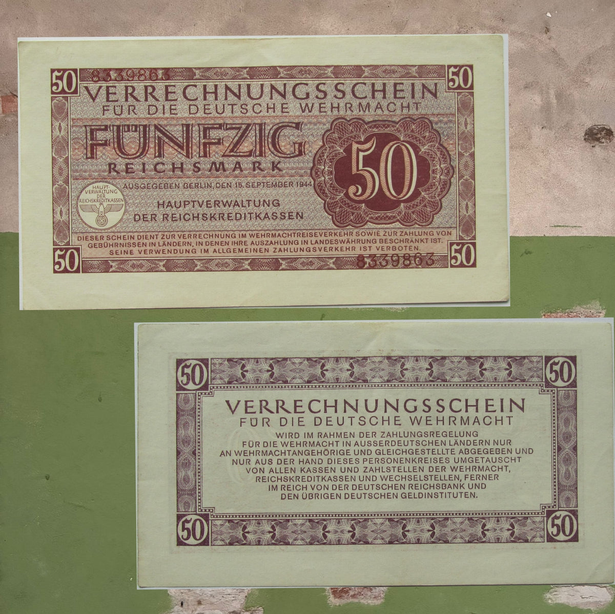 Third Reich 50 Wehrmacht Reichsmark 1944