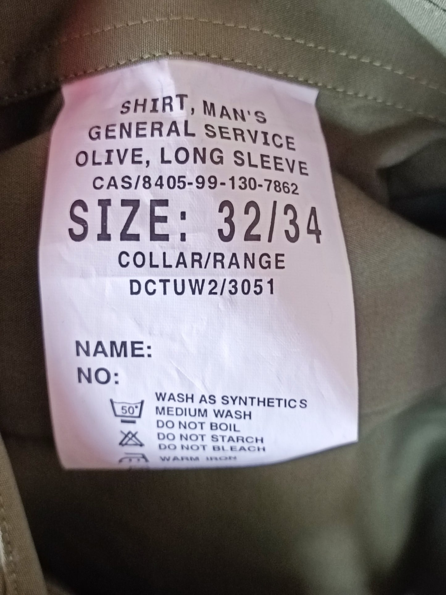 British General Service OD shirt.