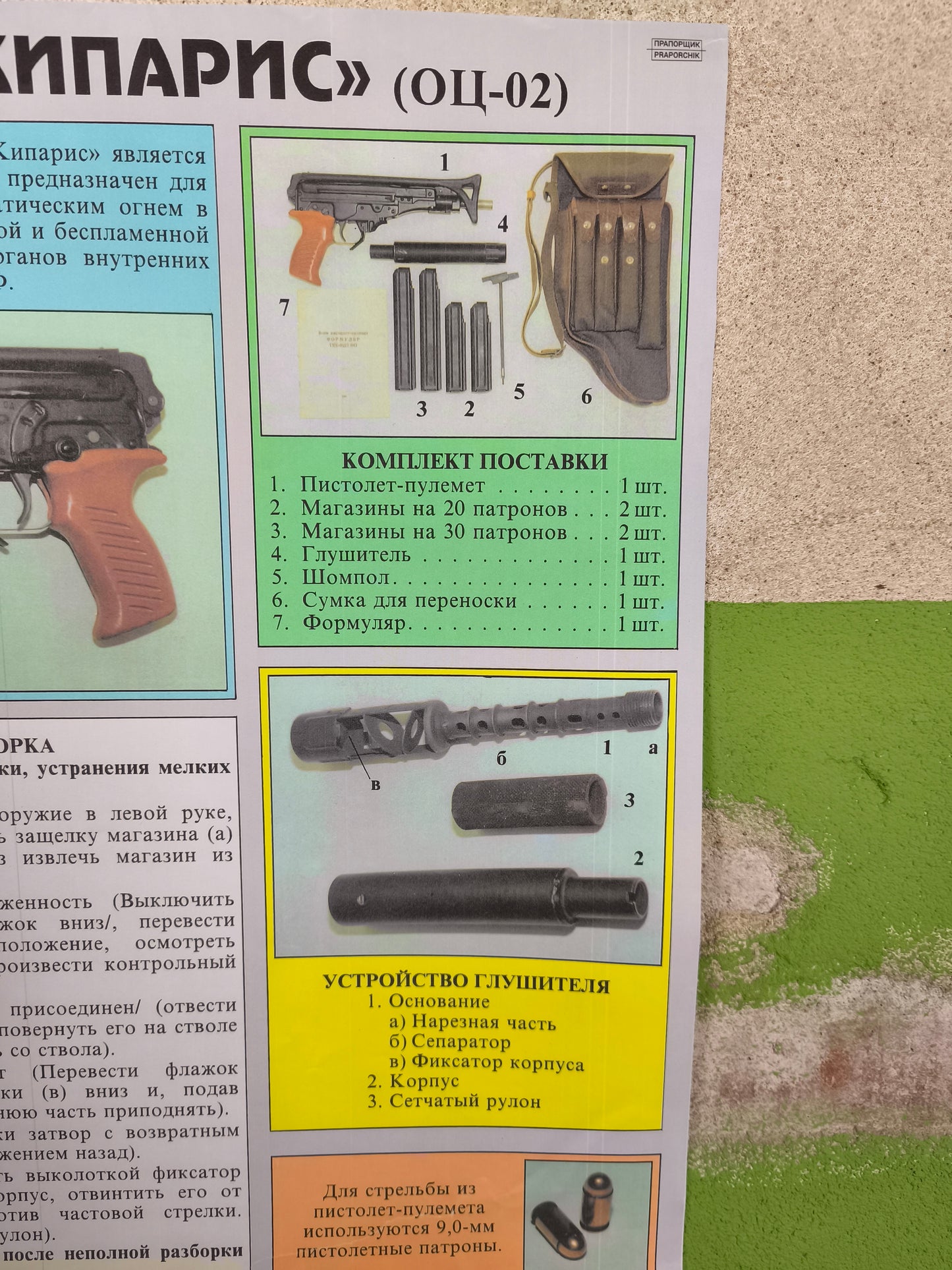 Poster Spetsnaz 9mm "ОЦ-02" КИПАРИС / "OTS-02" KIPARIS Weapon poster 58x45cm