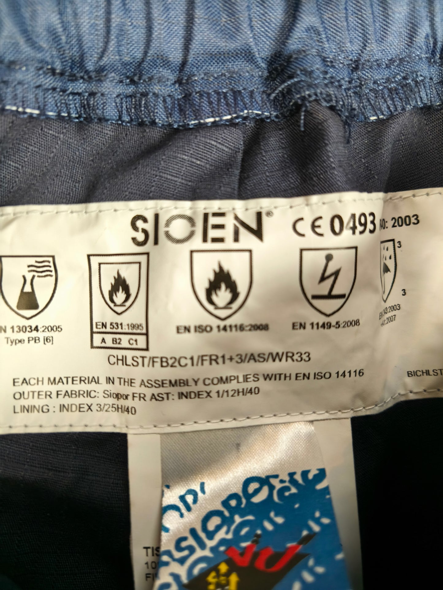 Sioen EKOFISH Flame retardant and antistatic rain pants Navy-Blue