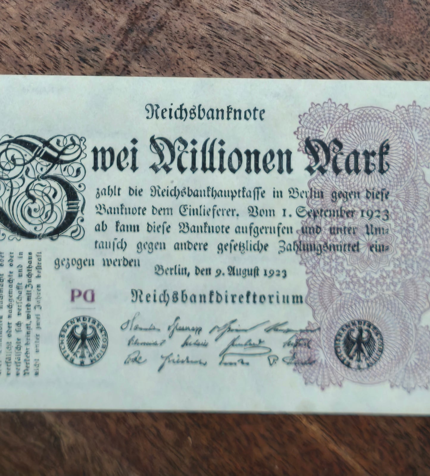 1923 Weimar Republic 2 000 000 & 10 000 000 Mark Banknote