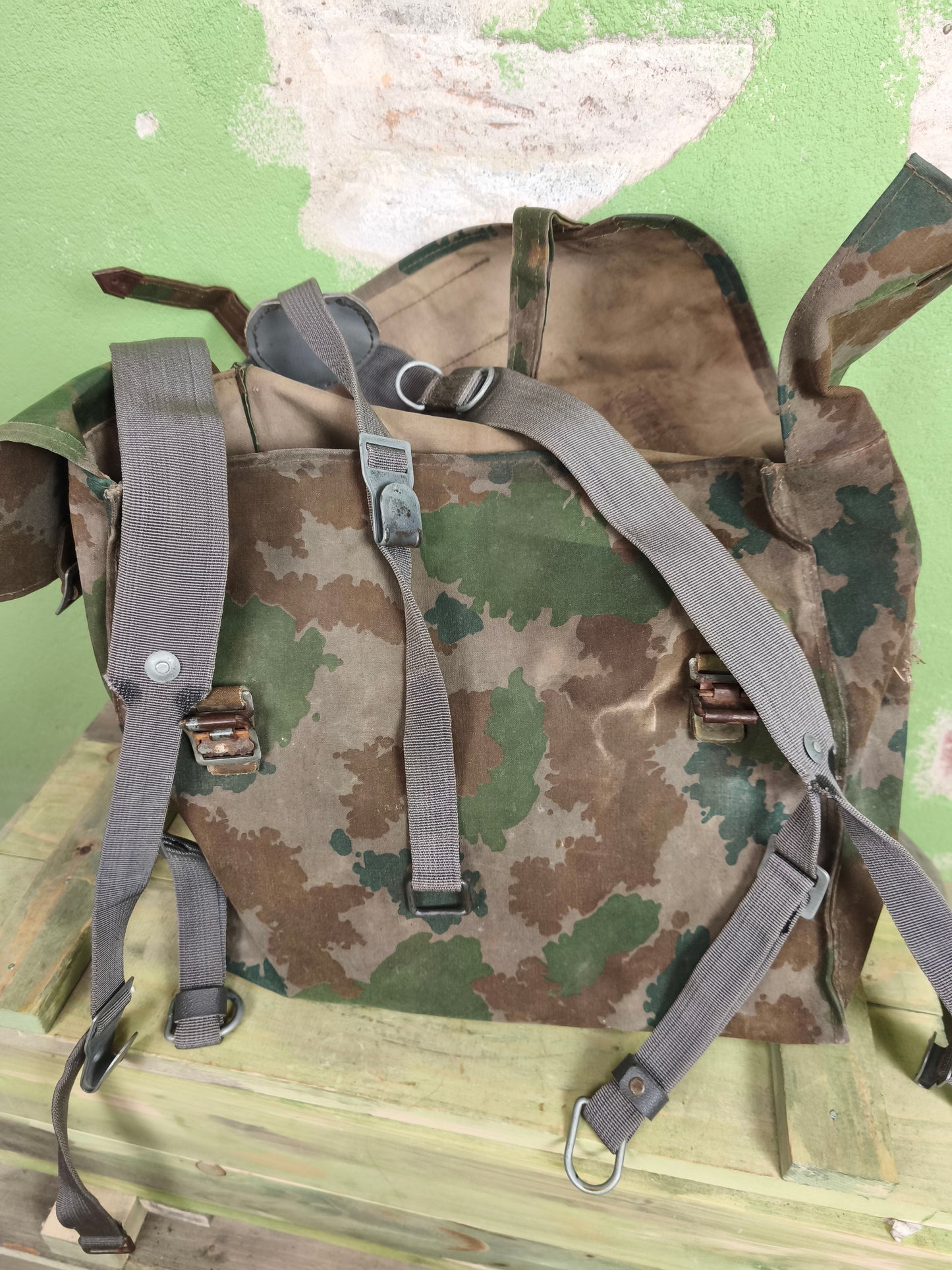 Issued DDR M58 Blumentarn Sturmgepack Field Backpack + Carry Strap