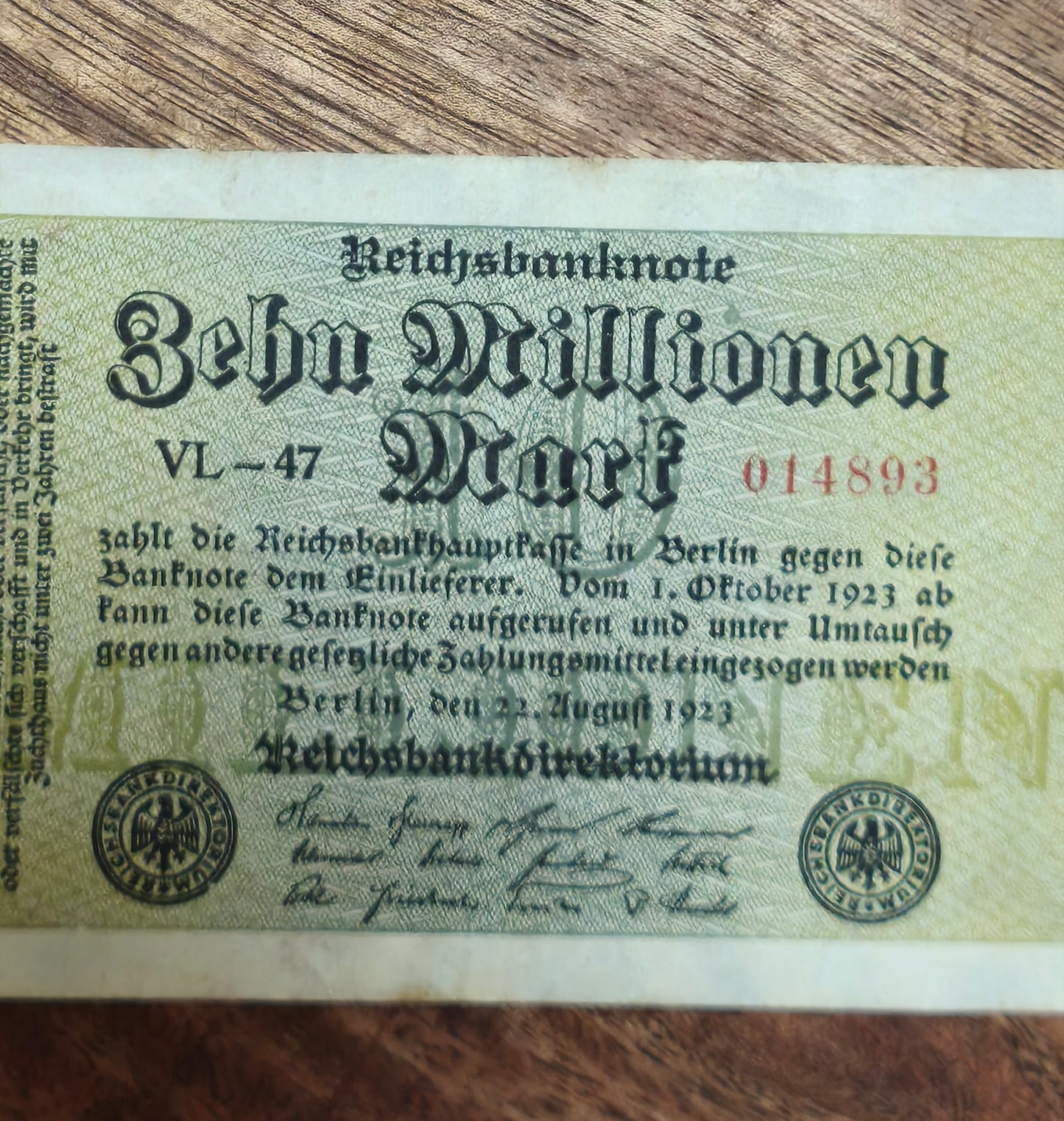 1923 Weimar Republic 2 000 000 & 10 000 000 Mark Banknote