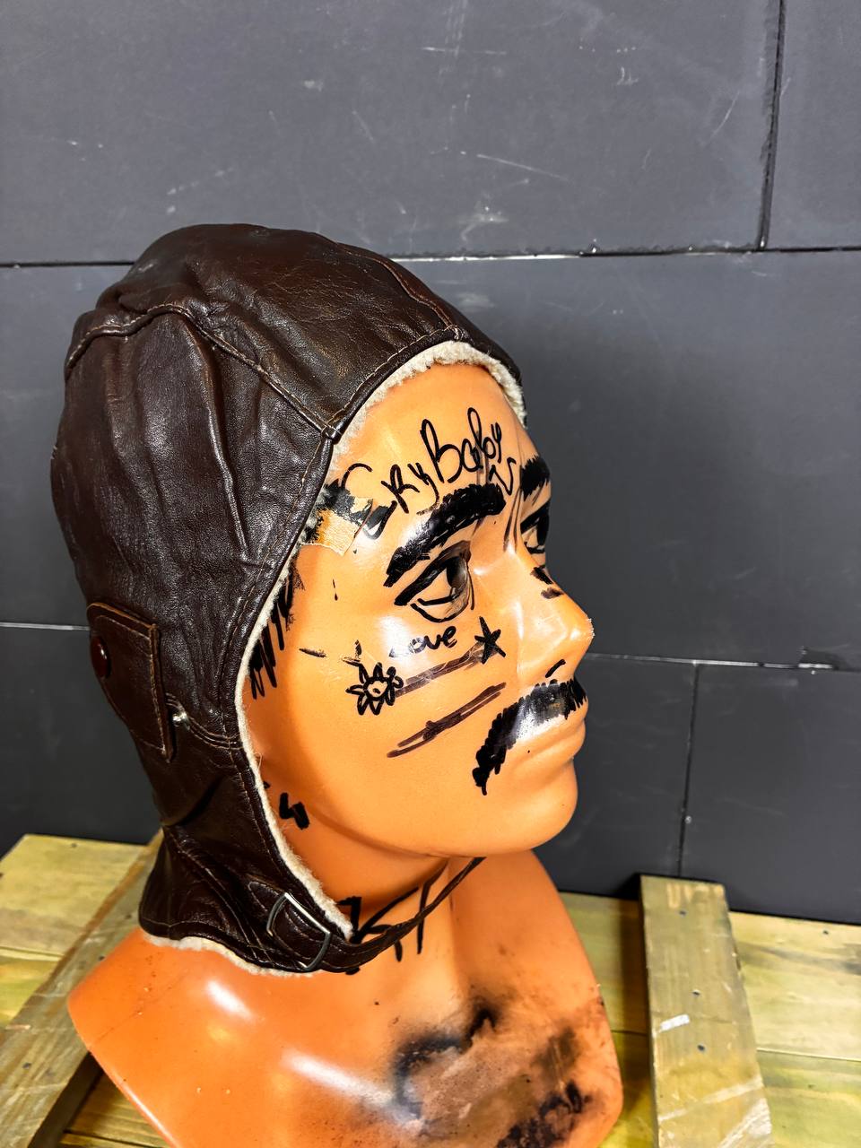 Vintage Leather Aviator/Motorcycle Winter Cap