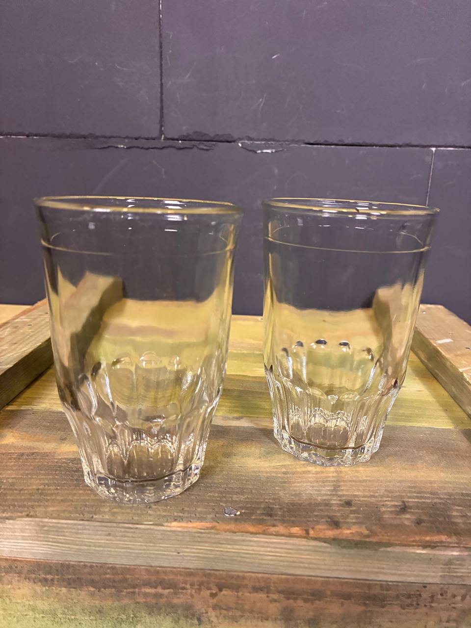 Original Pair of Soviet Faceted Drinking Glasses / Гранёный стакан