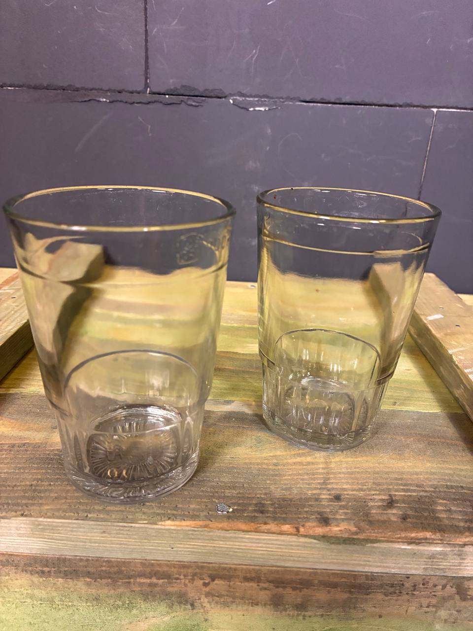 Original Pair of Soviet Faceted Drinking Glasses / Гранёный стакан