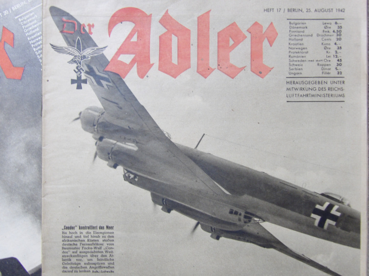 Der Adler 1939-'44 Third Reich German Luftwaffe Magazine