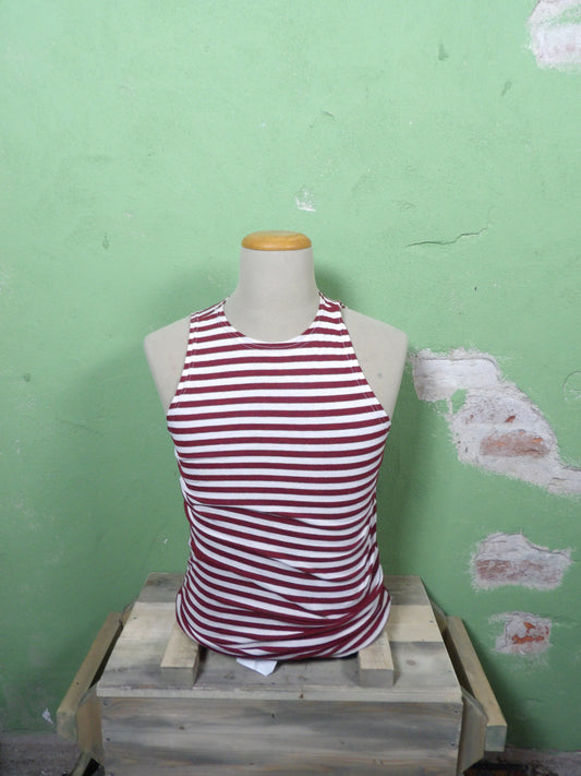 Maroon Red Russian Telnyashka – MVD Internal Troops Striped Military Shirt (OTK / GOST)”