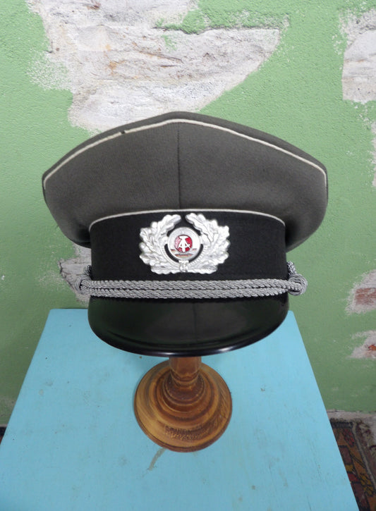 DDR NVA Officer Peaked Cap East German Army Visor Hat Size 58