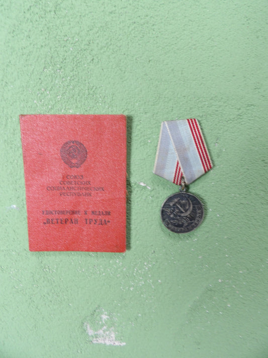 Soviet Medal “Veteran of Labour” with Certificate USSR 1974