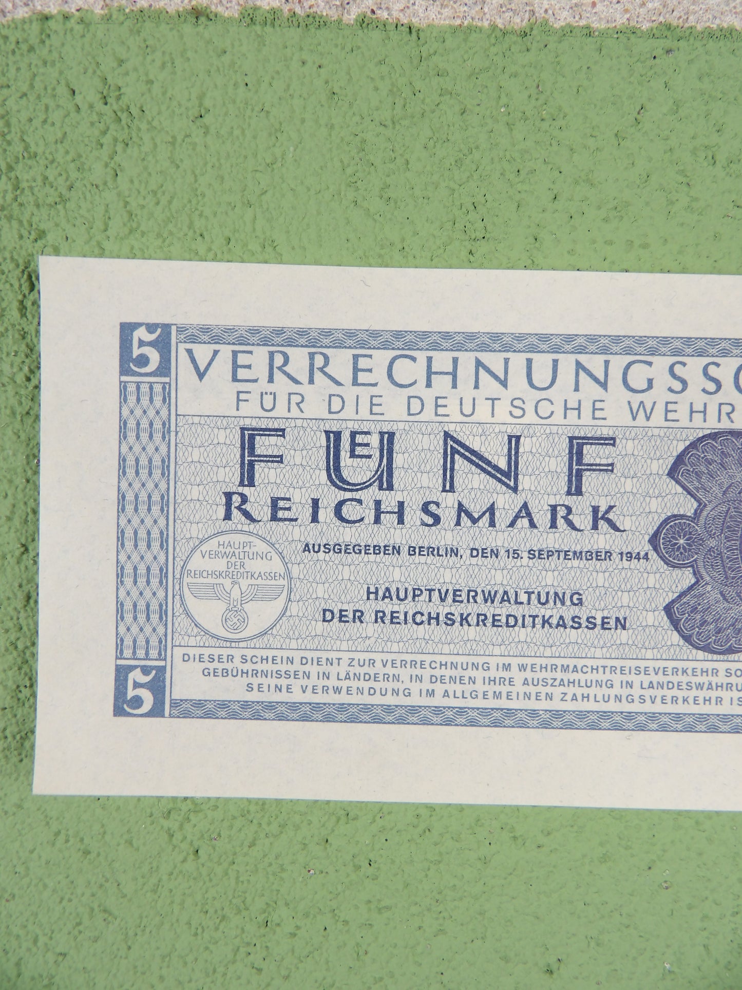 Third Reich 5 Wehrmacht  Reichsmark 1944