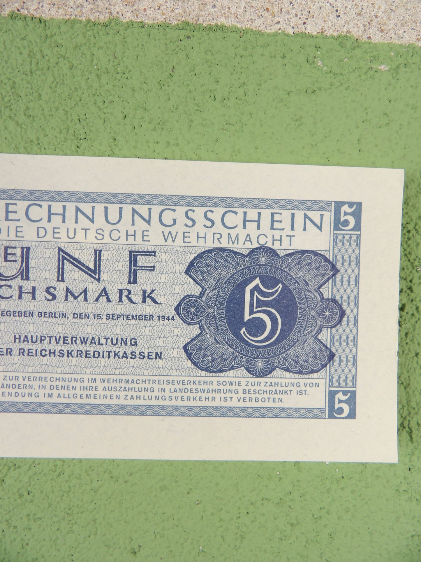 Third Reich 5 Wehrmacht  Reichsmark 1944