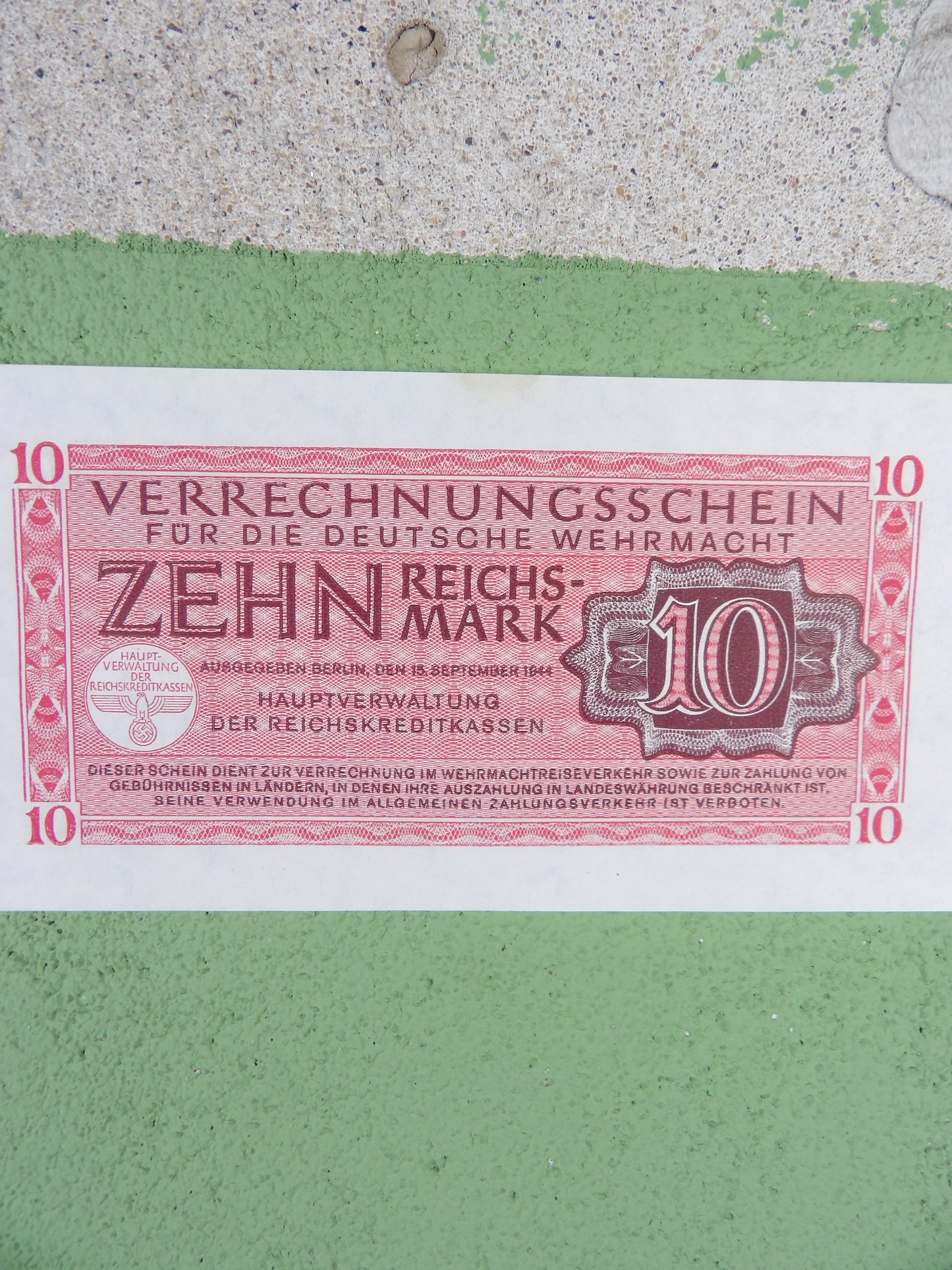 Third Reich 10 Wehrmacht Reichsmark 1944