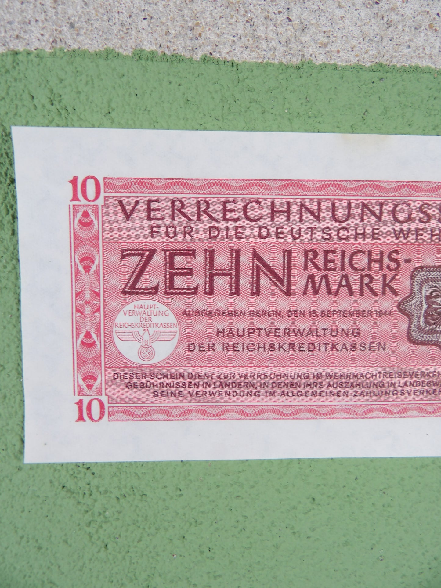 Third Reich 10 Wehrmacht Reichsmark 1944