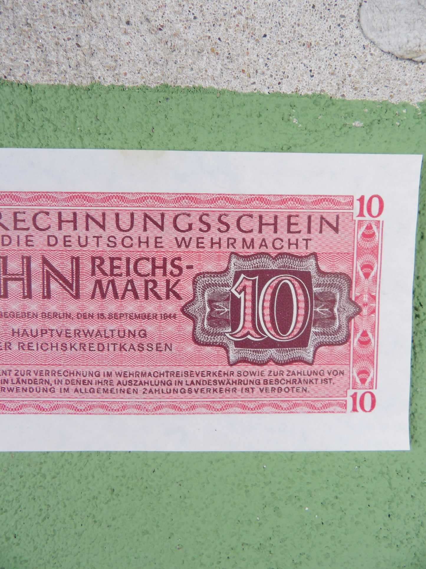 Third Reich 10 Wehrmacht Reichsmark 1944