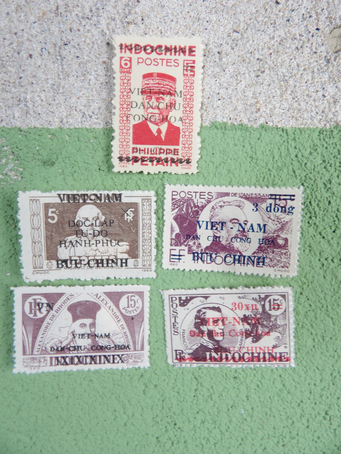 1945-1946 Viet Minh Stamps overprints on French Indochina