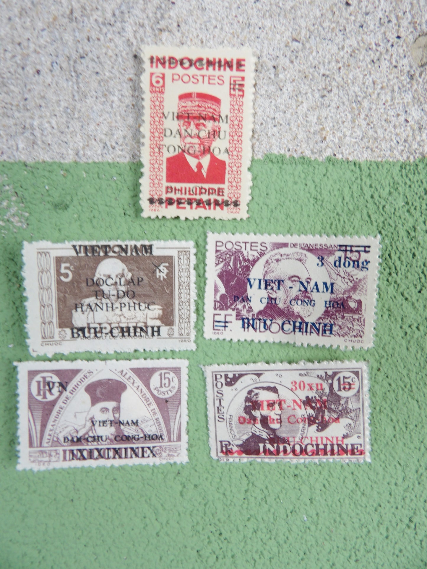 1945-1946 Viet Minh Stamps overprints on French Indochina