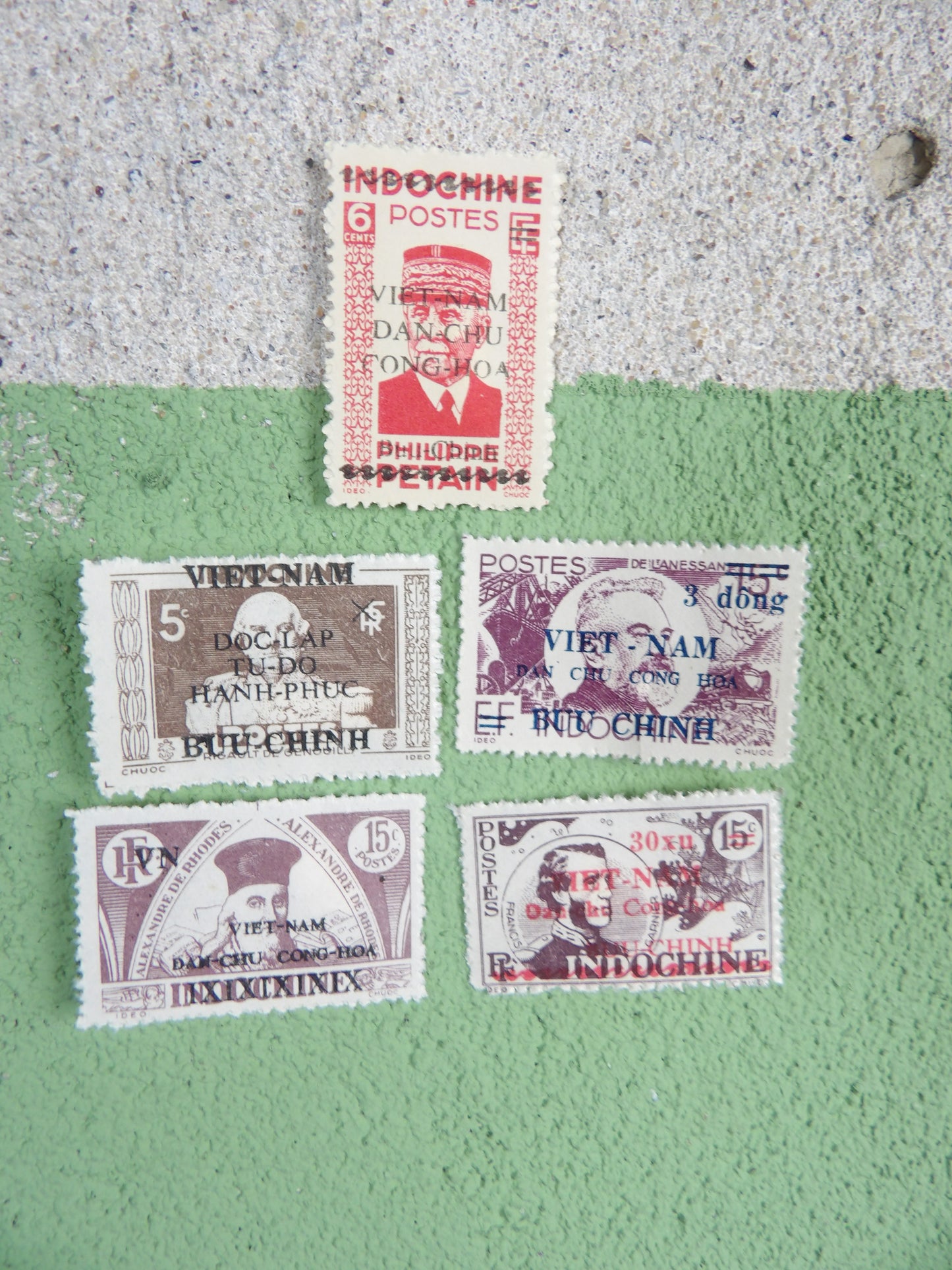 1945-1946 Viet Minh Stamps overprints on French Indochina