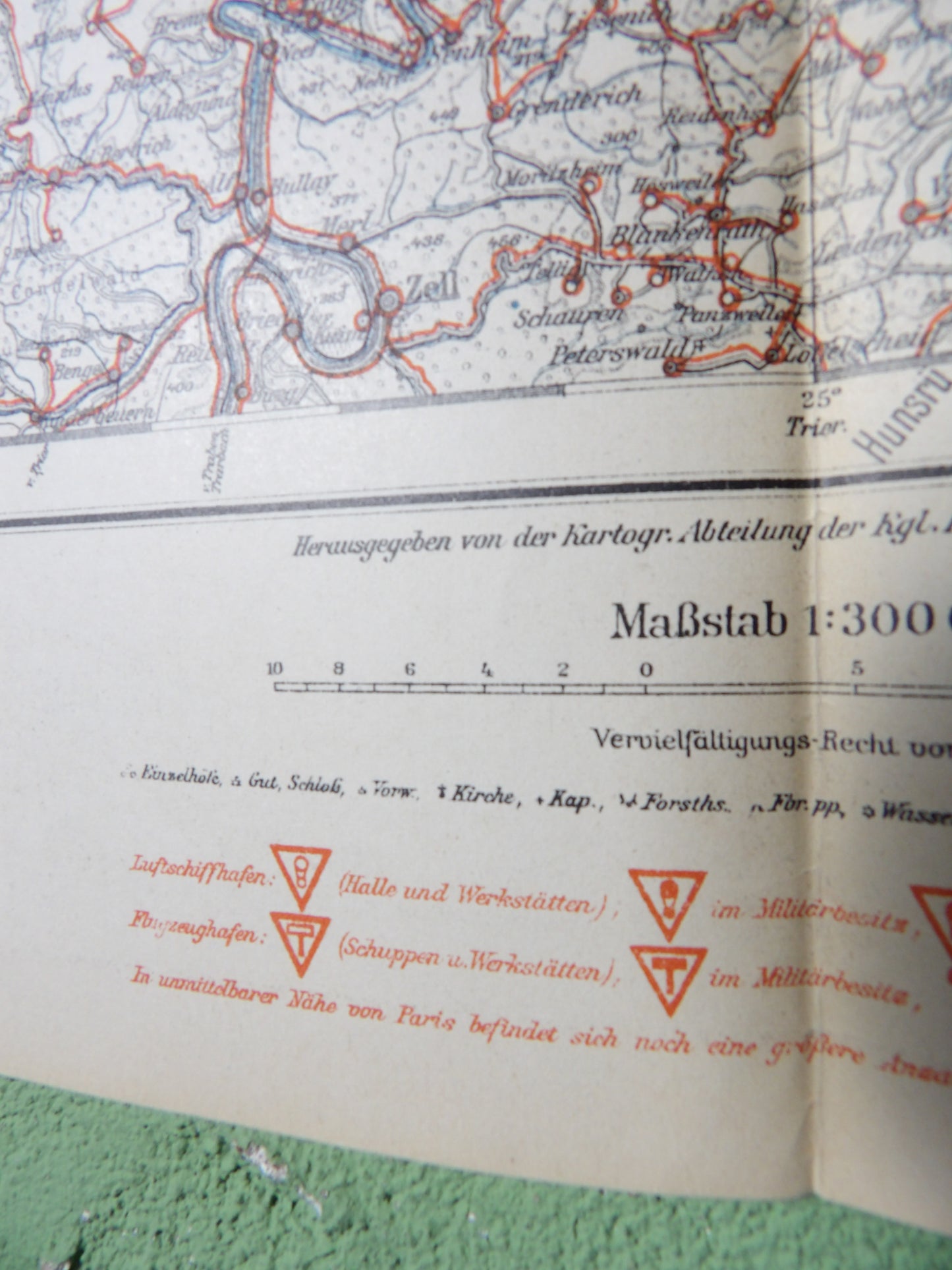 1915 German First Reich Military Staff map 'Railroads and telegraph' Cologne / Koblenz