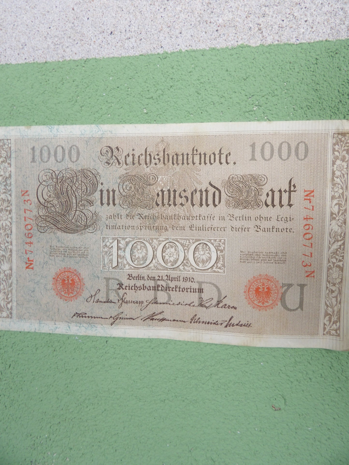 1910 German Empire 1000 Mark Reichsbanknote Pre WW1 Imperial Banknote