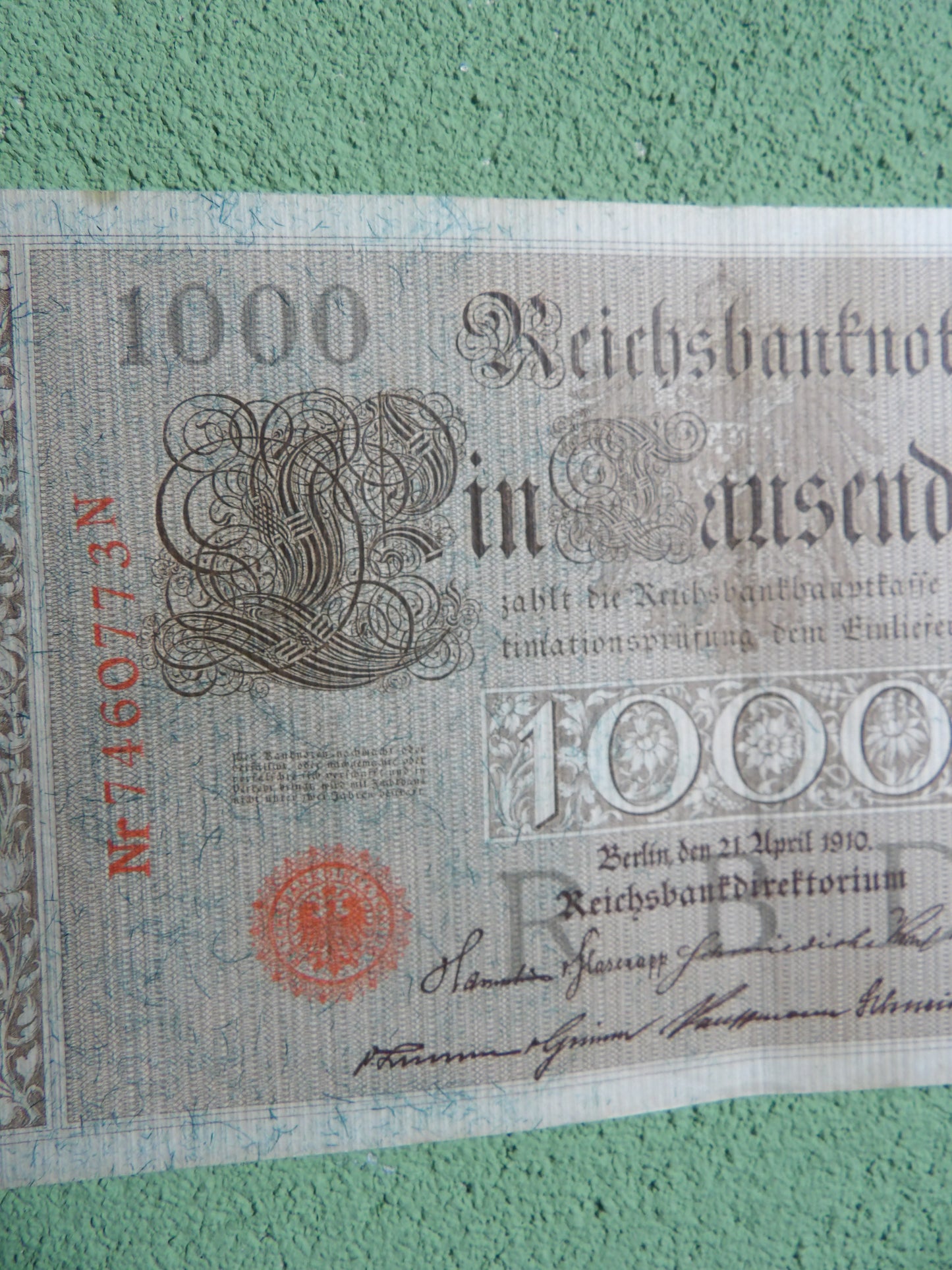 1910 German Empire 1000 Mark Reichsbanknote Pre WW1 Imperial Banknote