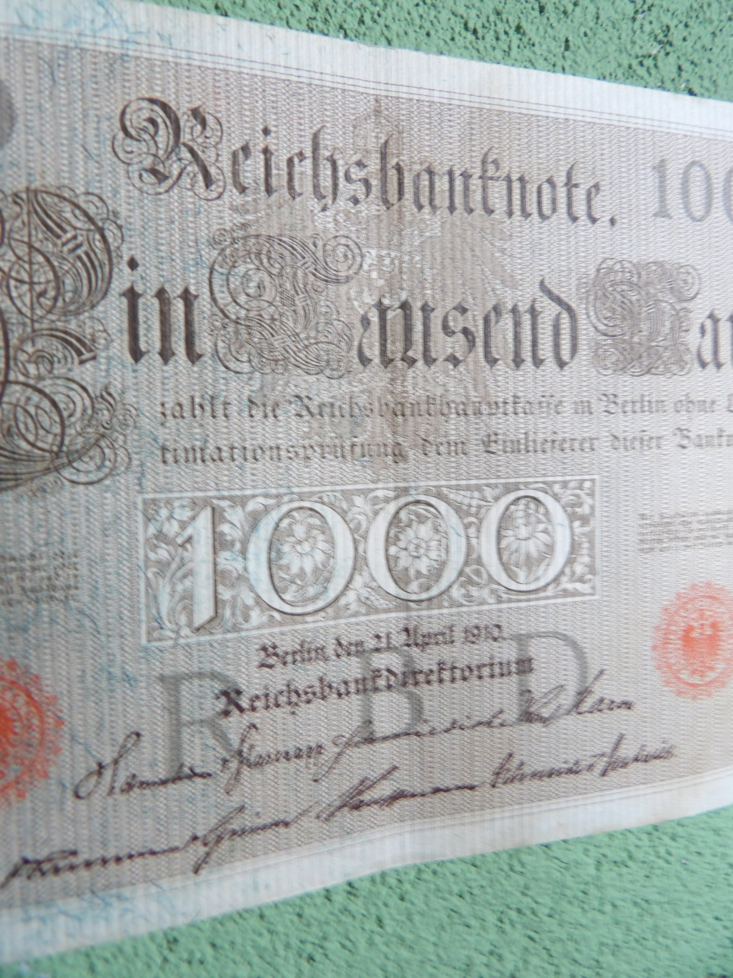 1910 German Empire 1000 Mark Reichsbanknote Pre WW1 Imperial Banknote