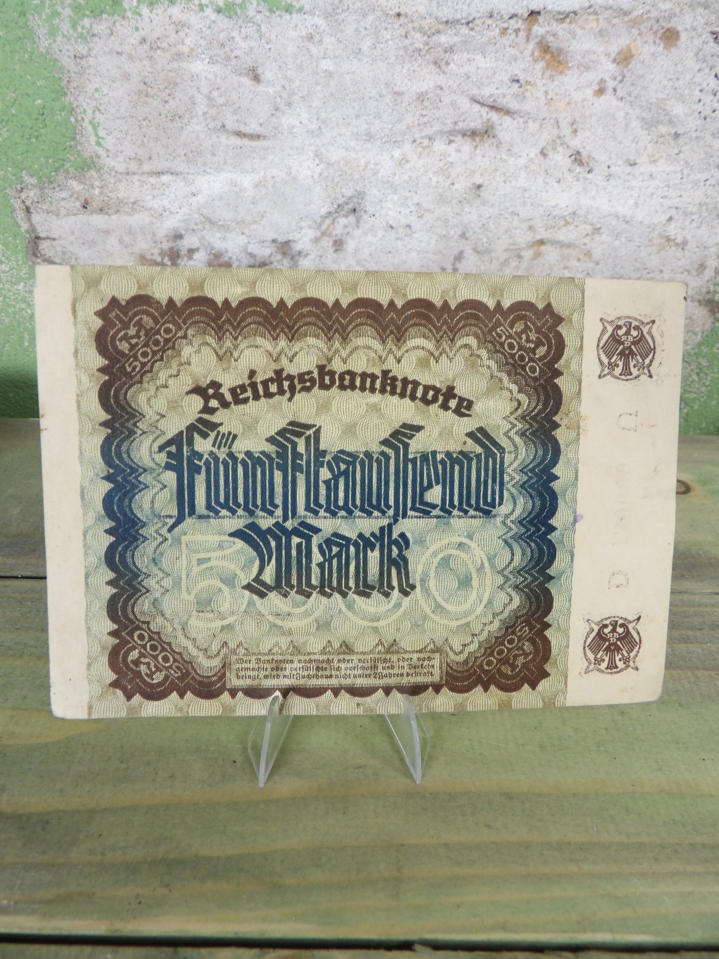 1922 German Weimar Republic Hyperinflation 5000 Mark