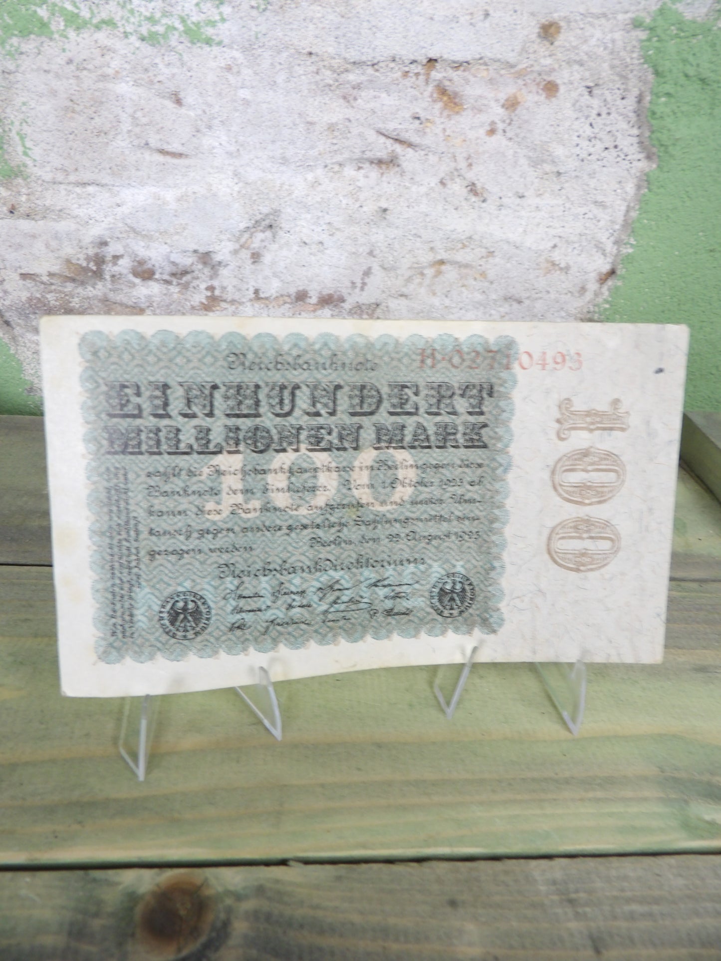 1923 German Weimar Republic Hyperinflation 100 Million Mark Banknote