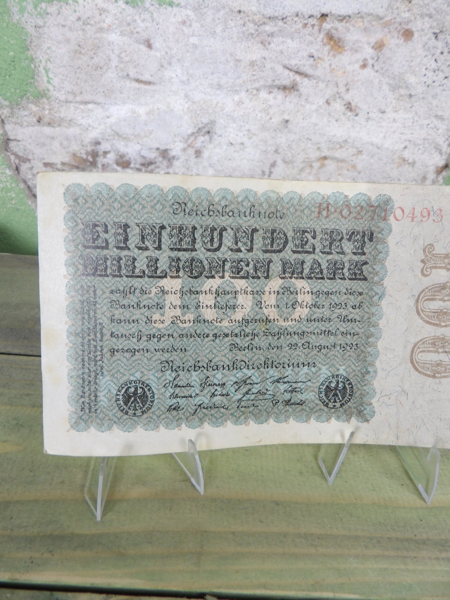 1923 German Weimar Republic Hyperinflation 100 Million Mark Banknote