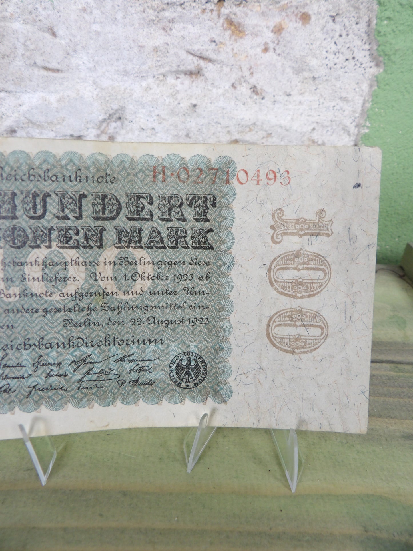 1923 German Weimar Republic Hyperinflation 100 Million Mark Banknote
