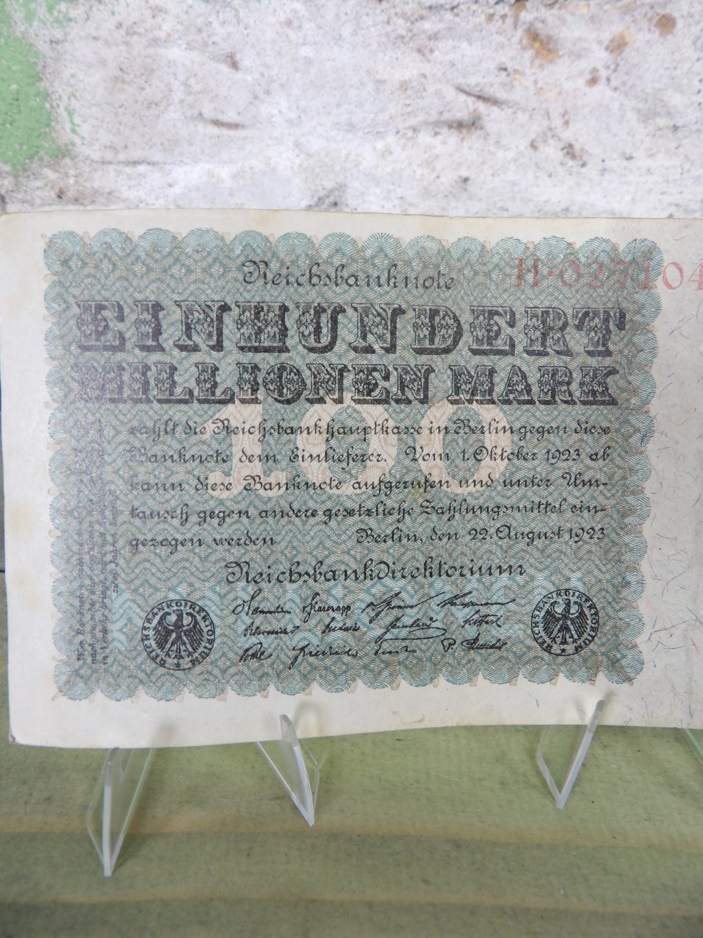 1923 German Weimar Republic Hyperinflation 100 Million Mark Banknote