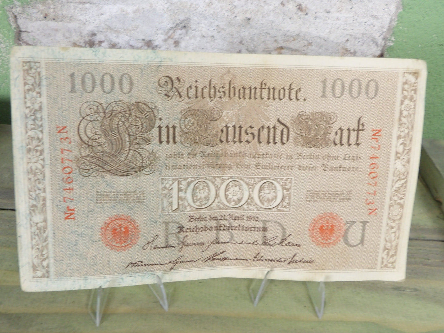 1910 German Empire 1000 Mark Reichsbanknote Pre WW1 Imperial Banknote