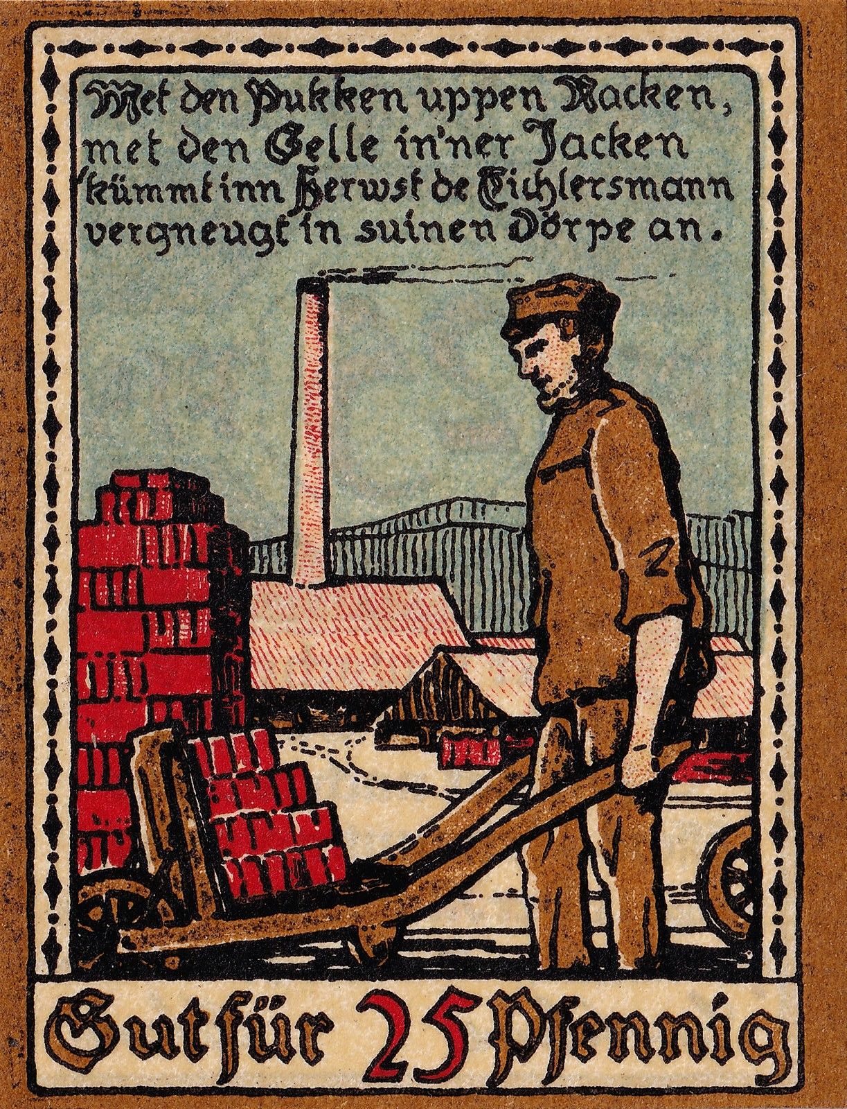 1921 Weimar Republic Notgeld Lippe 25 Pfennig