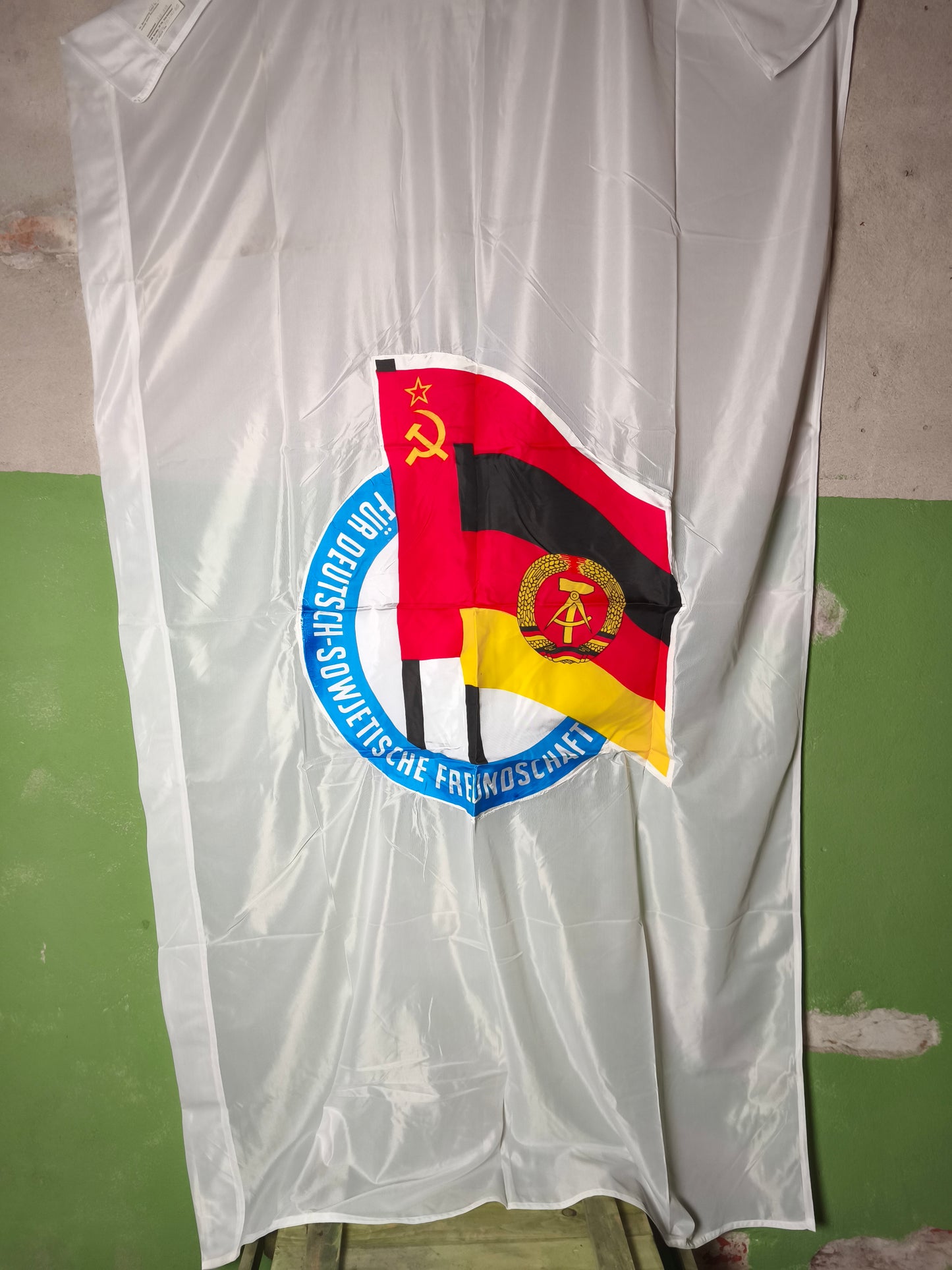 DDR DSF Für Deutsch-Sowjetische  Freundschaft double sided Banner Flag 120x200cm 47x78inch(!!)