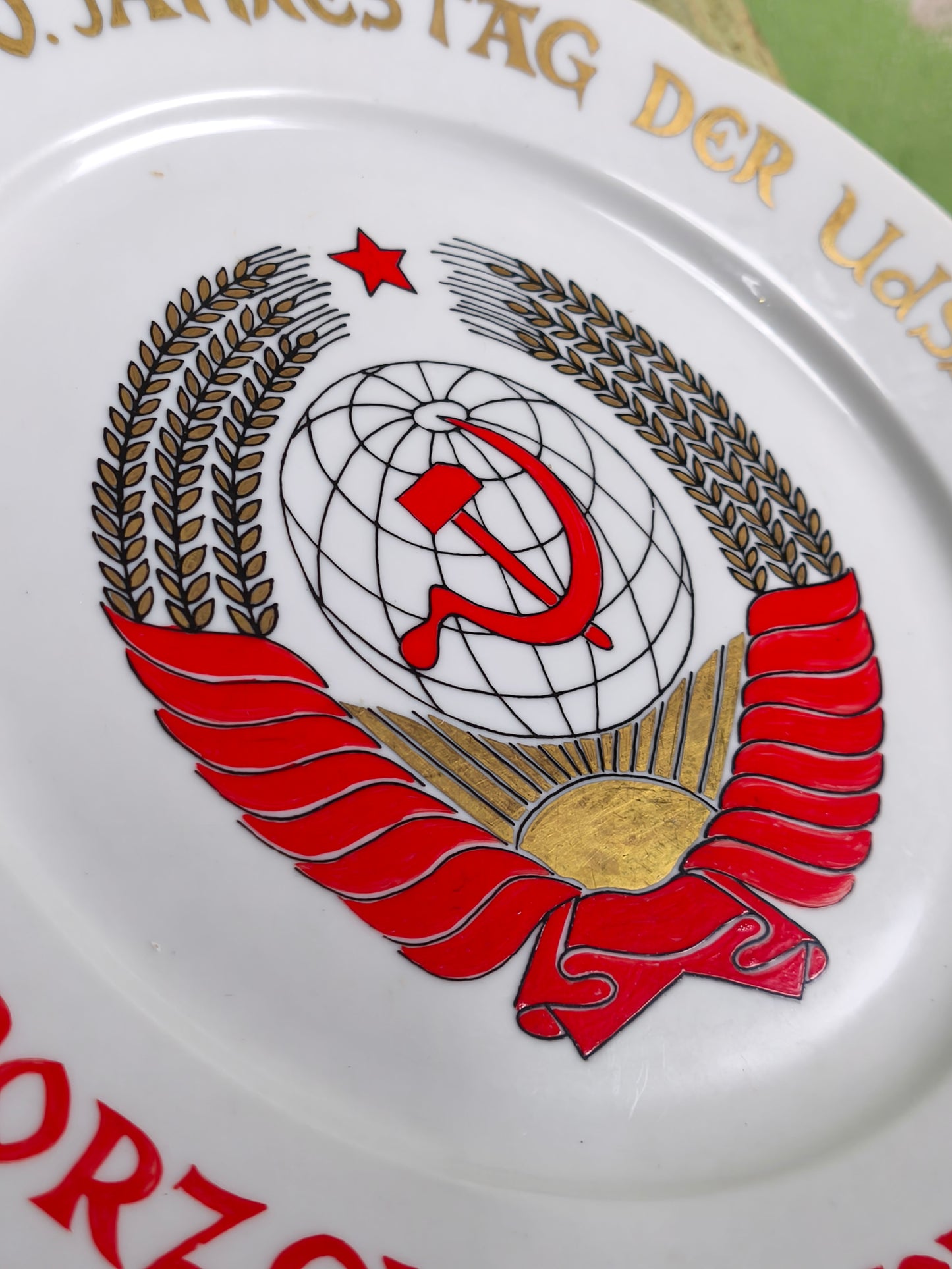 Hand painted DDR/ USSR Plate "For  50 year USSR"