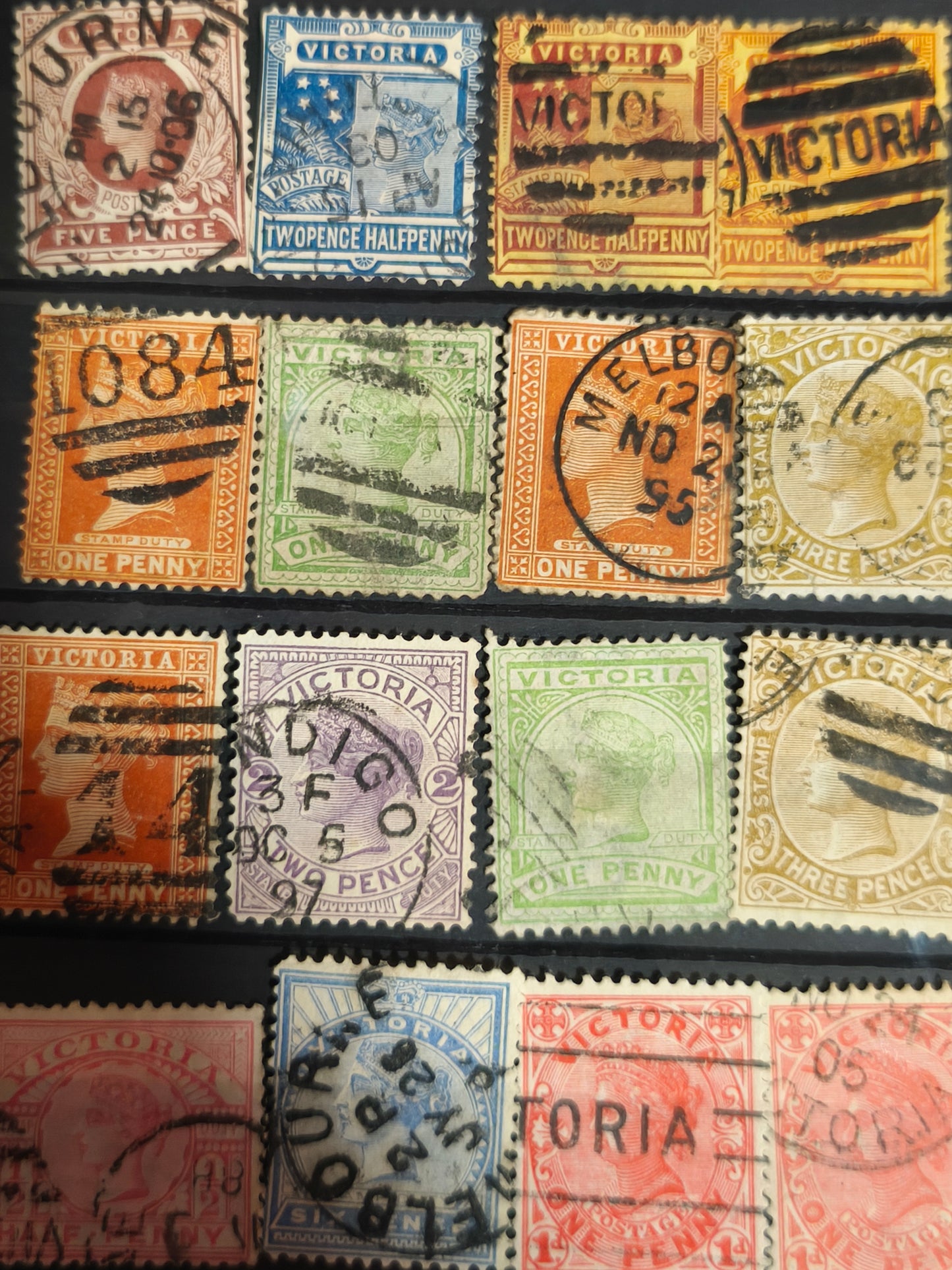 Stamps: 10× Victoria (Australia) – Queen Victoria Era, 1880–1900.