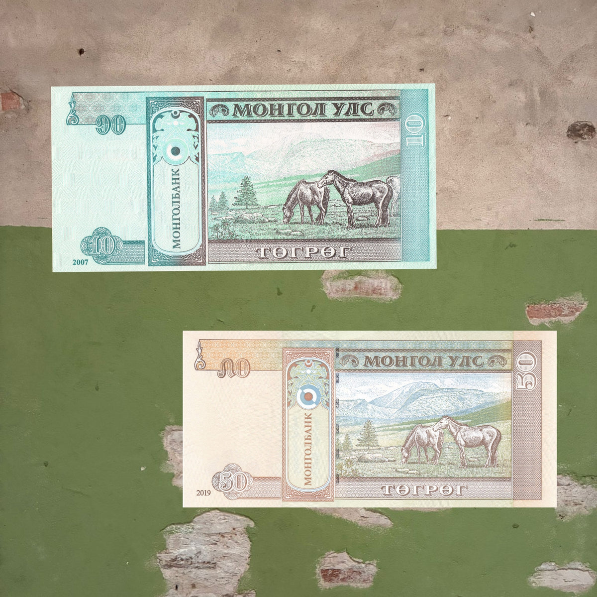 Mongolian Banknote Set 10 & 50 Tögrög