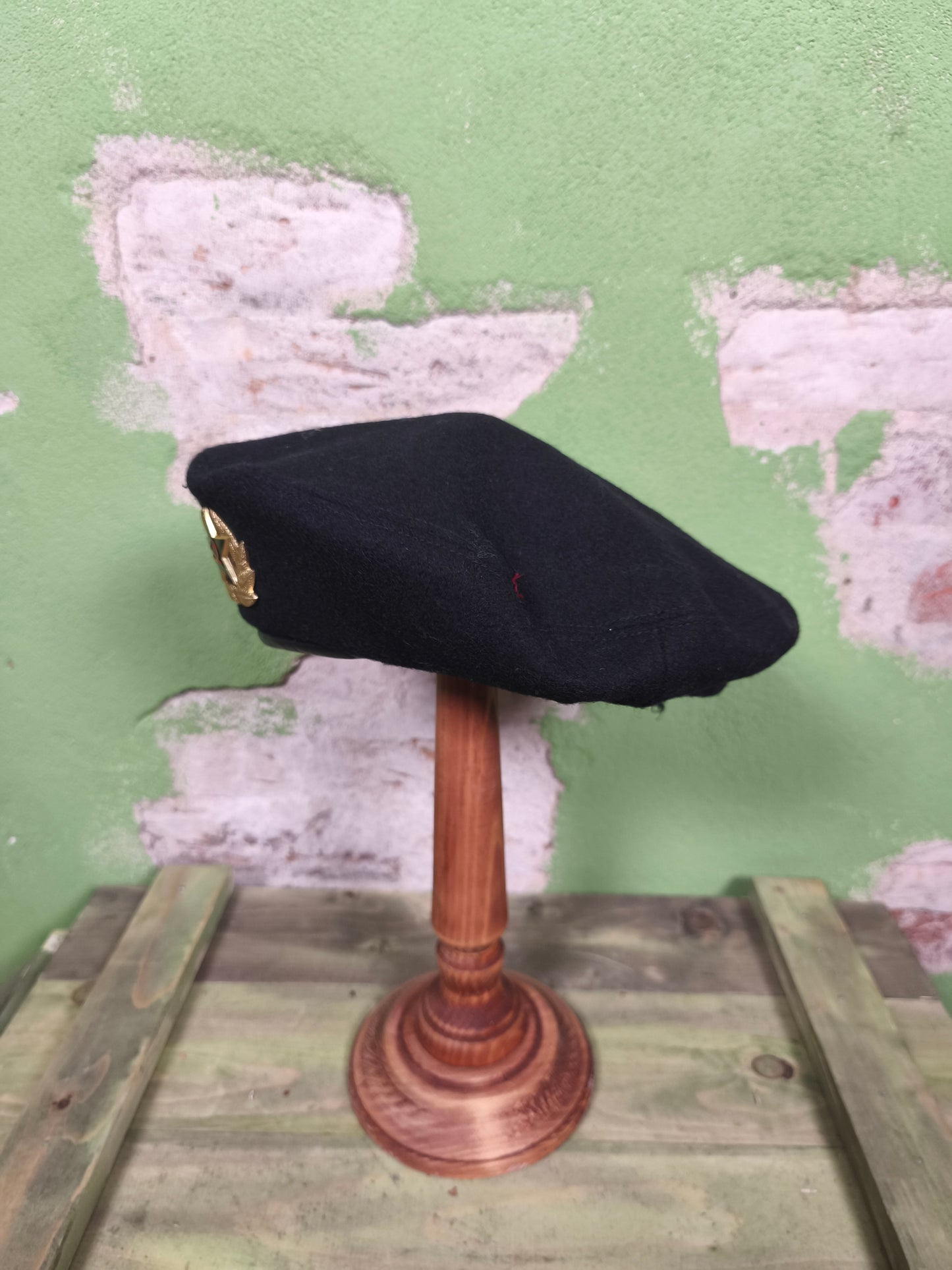 Unissued Russian Black Navy Infantry Beret with Soviet Insignia