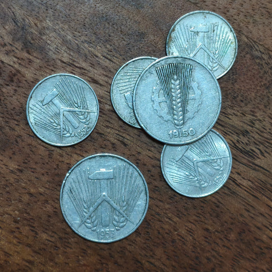 1948-1953 DDR Early 1 till 10 Pfennig Coins