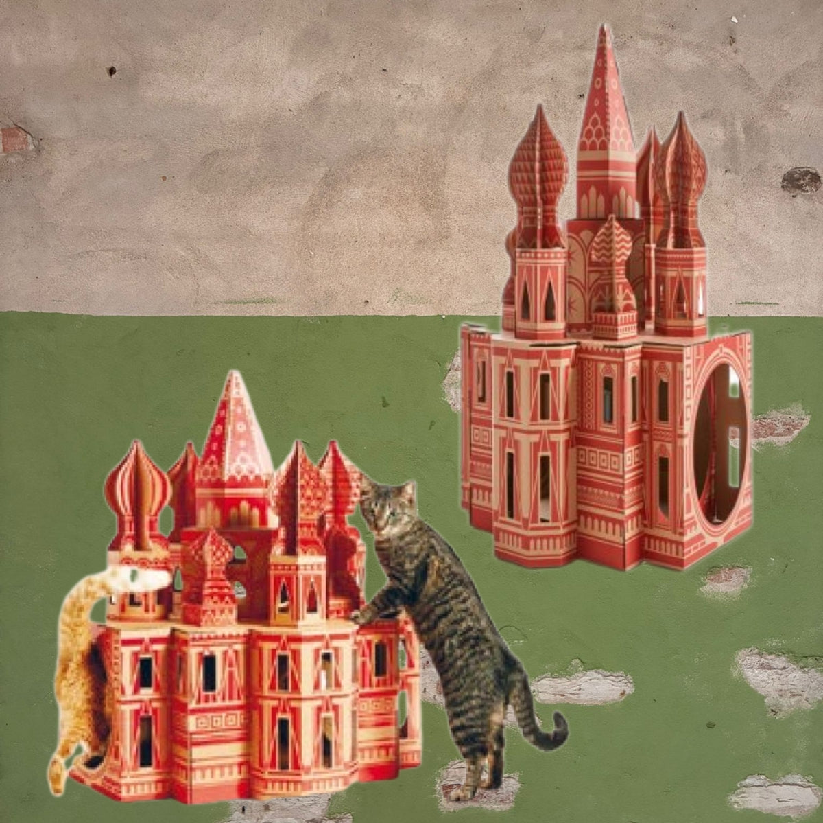 Poopy Cat Kremlin / Saint Basil Cathedral Moscow Cardboard Cat Playhouse