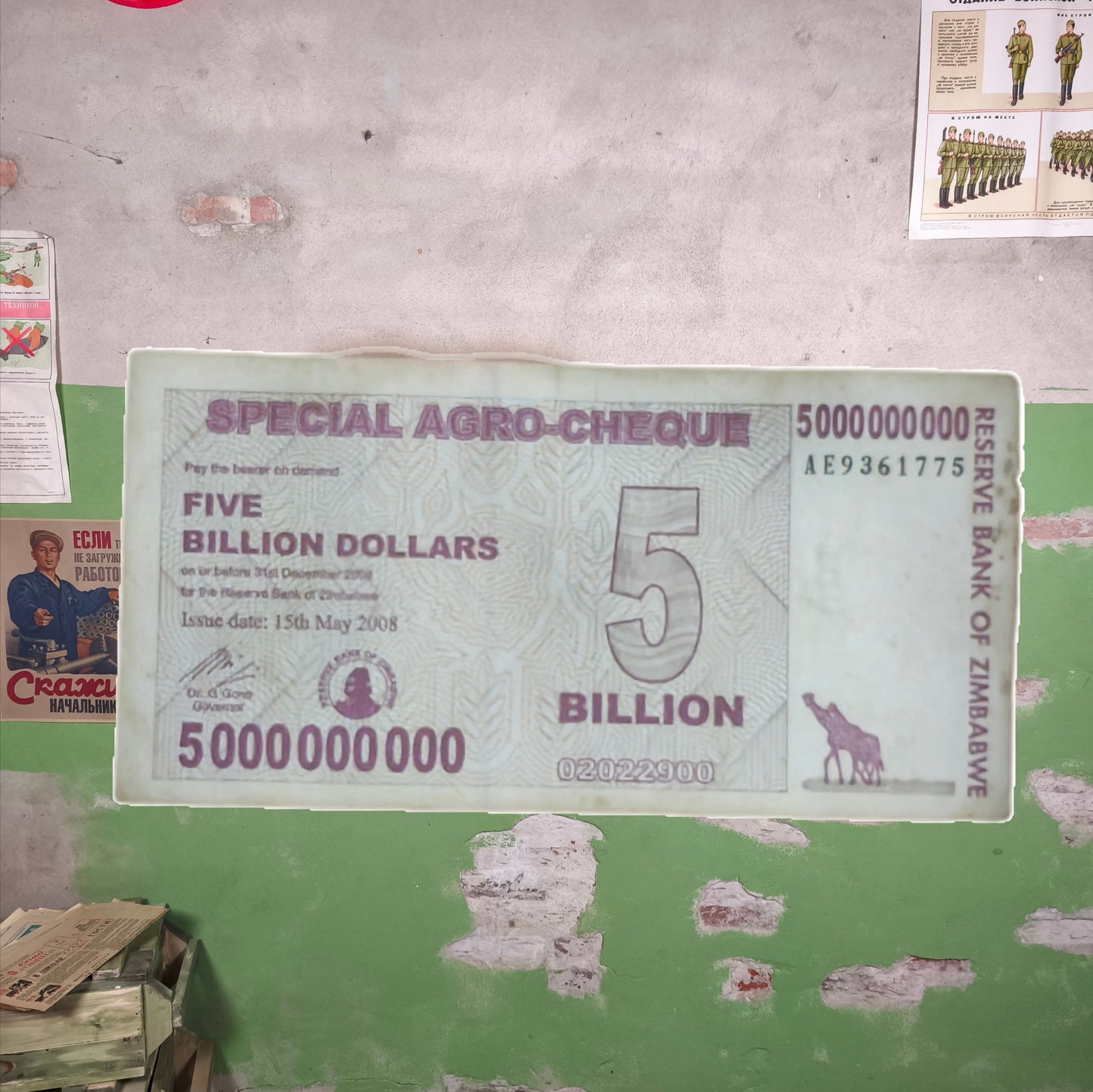 5+ Billion Zimbabwawe Dollars Hyperinflation Banknotes (Set of 5 Banknotes)