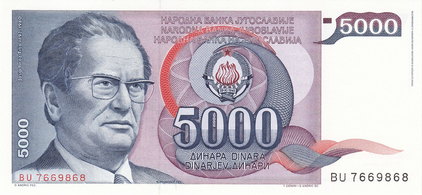 Yugoslavian Dinara Banknotes